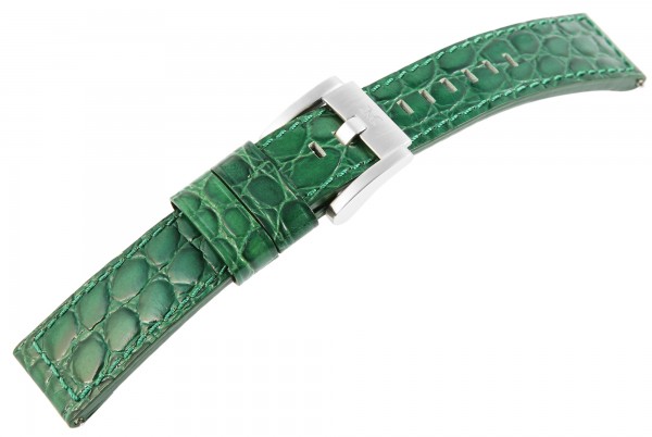 TW Steel Echt Leder Armband, 22 mm, grün, silberf. Schließe
