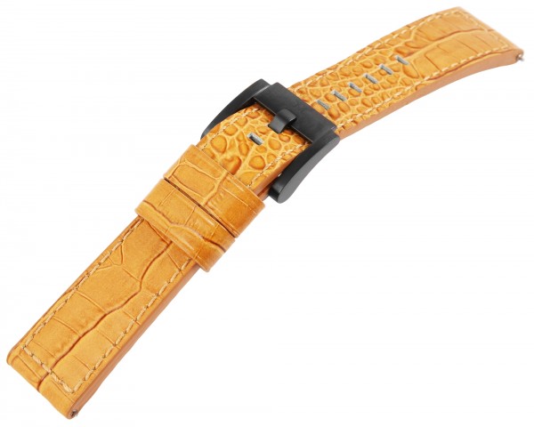 TW Steel Echt Leder Armband, 22 mm, camelfarben, schwarze Schließe