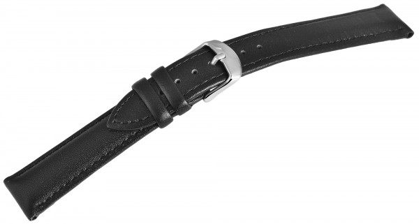 Echtleder-Uhrenarmband, schwarz, 12 mm - 26 mm